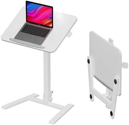 alawooder 25" Mobile Folding Desk: Pneumatic Sit-Stand, No Assembly by ALAWOODER