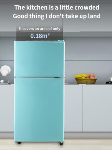 KRIB BLING Refrigerator With Freezer,3.5 Cu. Ft Compact Fridge With 2 Doors,7- Level Adjustable Thermostat, Removable Glass Shelves For Bedroom, Office, Kitchen, Apartment, Dorm, Blue - Image 4