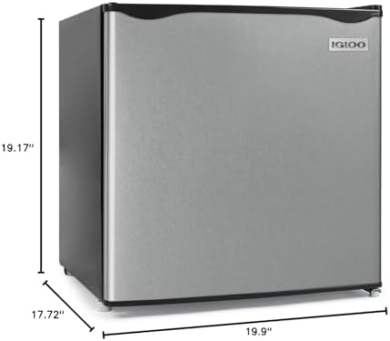 Igloo 1.6 Cu.Ft Mini Fridge with Freezer - Single Door Compact Refrigerator with Glass Shelves for Homes, Dorms & Offices - Keep Drinks & Frozen Foods Cool with Temperature Control Fridge - Platinum - Image 6