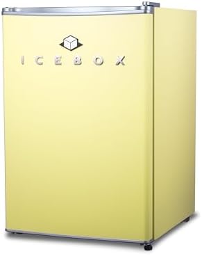 ICEBOX 2.5 Cu. Ft. Compact Refrigerator, ENERGY STAR Certified Small Refrigerator, Single Door Mini Fridge with Chiller Compartment, R600a Refrigerant, IBCR25SUN, Sun Yellow by ICEBOX