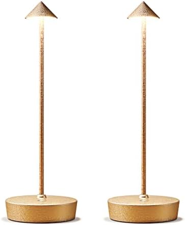 2P Cordless Rechargeable Led Table Lamp Battery Operated Light CHMP Gold by Tpczqj