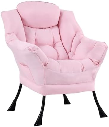 Furlide Lazy Chair with Ottoman, Soft Comfy Chair for Bedroom, Pink by Furlide