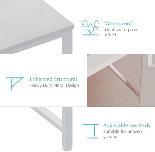 Lufeiya White Computer Desk with Power Outlet, 47 inch Teen Study Table Home Office Work Writing Gaming Desks with Charging Station Outlets Built in, White - Image 7