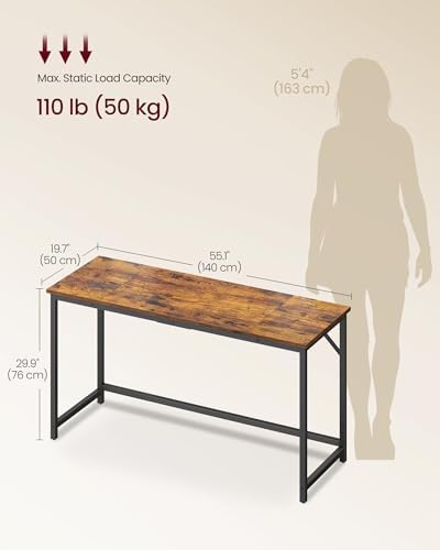 VASAGLE Computer Desk, Steel Frame Gaming Desk for Home Office, 55.1 Inch - Image 5