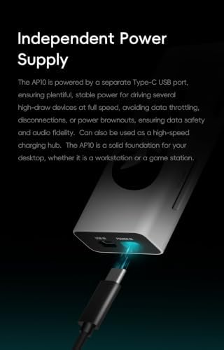 HiBy Digital AP10 USB Audio Hub with Signal Isolation, USB 3.2 Gen 1 Expansion Dock, Independent Power Supply, SD Card Reader, Hi-Res PCM 32Bit/384kHz DSD256 for USB DAC, PC & Desktop HiFi System - Image 4