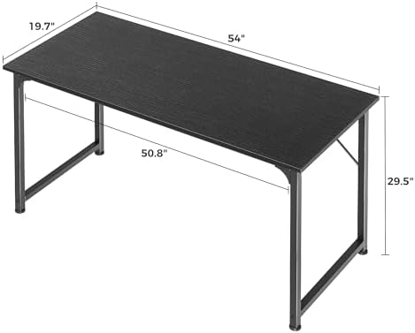 Huuger Computer Desk, 55 Inch Home Office Desk, Gaming Writing Work from Home Study Desk, Large Legroom, Sturdy Metal Frame, Modern Simple, Black - Image 3