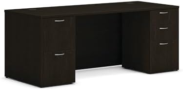 HON MOD Computer Desk, Office Desk with 5 Drawers, Java Oak by HON
