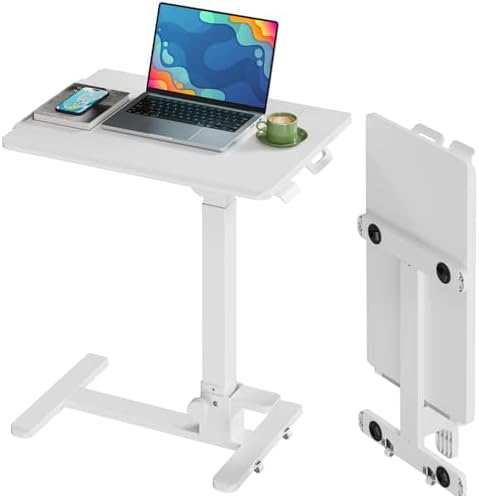 27" Foldable Mobile Standing Desk, No-Assembly Needed, White by JYLHJOYSEEKER
