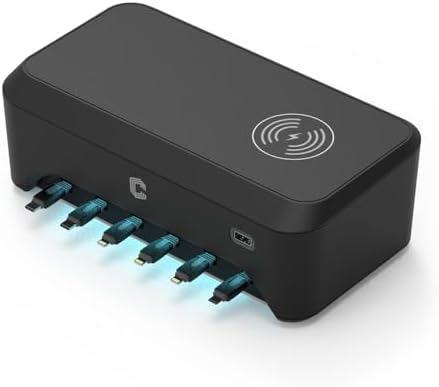 Chargetech CS9 Pro Desktop Charging Station, 6 Retractable Cables, Wireless Charging Pad, LED Indicator - Image 2
