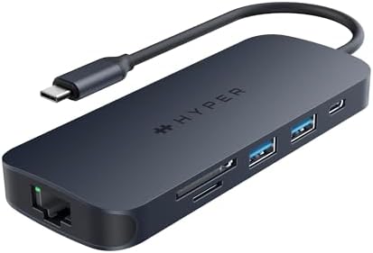 HyperDrive Next 8 Port USB C Hub for Mac, PC, and Chromebook with 4K60Hz HDMI, 2 USB-A, 10Gbps 140W Power Delivery, SD & microSD Card Reader, Ethernet Ports by HYPERProductsInc