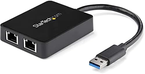 StarTech USB 3.0 Dual Gigabit Ethernet Adapter, w/USB Port (USB32000SPT) by StarTech