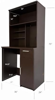 BREAKtime Compact Fridge and Microwave Space Hutch Cabinet, Commercial Office Breakroom Coffee Station, Fully Assembled, 36" W x 24" D x 75" H, Appliances Not Included, Espresso - Image 3