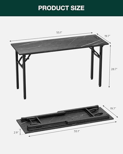 Frylr Small Folding Computer Desk – Portable 55.1 Inch Foldable Laptop Table, Collapsible and Compact for Easy and Fast Setup, Lightweight for Small Spaces, Home Craft and Study Use, Marble Greige - Image 2