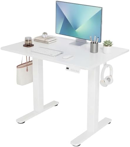 Claiks Electric Small Standing Desk, 32x19 Inch, White by CLAIKS