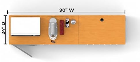 BREAKtime Breakroom Cabinet with Mini Fridge Space, 2-Door Storage & Trash Bin, Fully Assembled, 90" W x 24" D x 36" H, Trash Bin Included, Appliances Not Included, Beech - Image 4