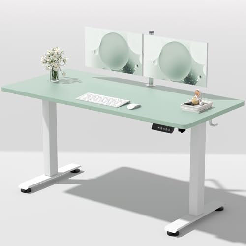 Veken 55 Inch Large Electric Standing Desk, Gaming Table, Green by Veken