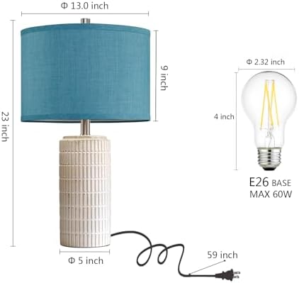 AIEAMPDO 23" Set of 2 Nautical Ceramic Nightstand Table Lamps, Blue - Image 6