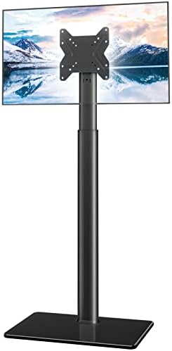Universal TV Stand Monitor with Mount 100 Degree Swivel Height Adjustable and Tilt Function for 19 to 43 inch LCD, LED OLED TVs,Space Saving Standing Bedroom Living Room Corner,Black by HEMUDU