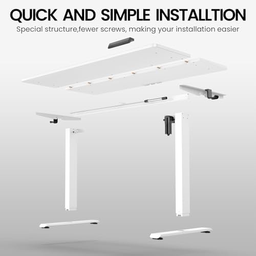 Veken 55 x 23.6 Inch Electric Standing Desk with Adjustable Height, Sit to Stand Computer Table for Study, Work or Gaming, Home Office Desk White - Image 5