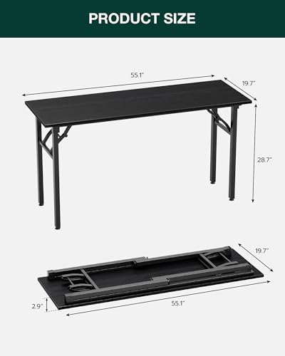 Frylr Small Folding Computer Desk – Portable 55.1 Inch Foldable Laptop Table, Collapsible and Compact for Easy and Fast Setup, Lightweight for Small Spaces, Home Craft and Study Use, Dark Oak - Image 2