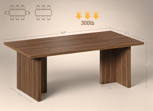 RALGEND 70.9" Executive Desk, Computer Office Desk with Large Tabletop and Sturdy Pedestal Legs,Long Wooden Conference Meeting Room Table for Home Office, Walnut - Image 2