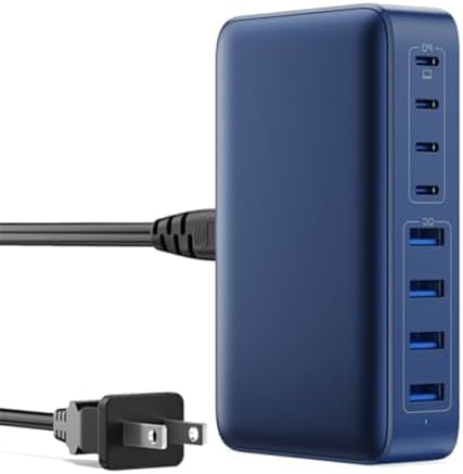 USB C Charger 200W USB C Charger Block,Upgraded GaN III 8-Port Fast Charging Station Hub,PD 65W Laptop Charging Adapter Compatible with MacBook Pro/Air,DELL,Steam Deck,iPhone 16/15/14,Galaxy S23/22 by GKUTW