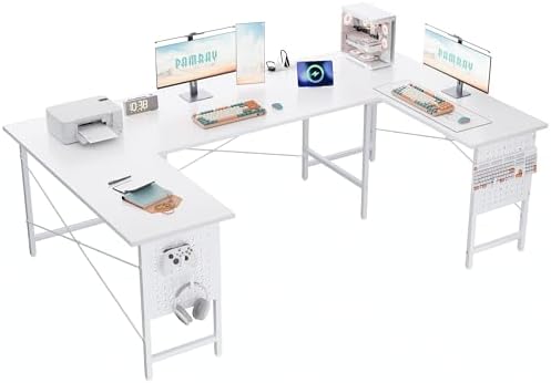 Pamray 71 Inch Large Gaming Desk with Power Outlets U Shaped Computer Desk - Image 2