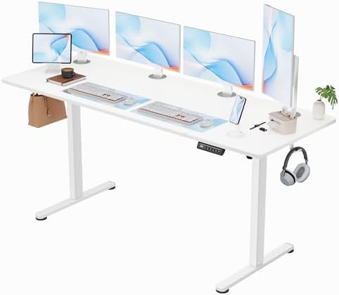 Furmax 63 Inches Electric Standing Desk, Home Office Desk with Phone Holder by Furmax