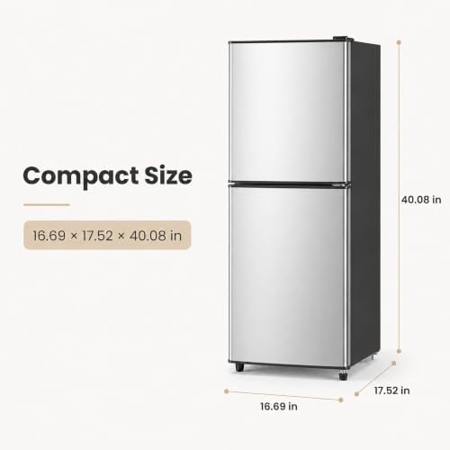 5 Cu.Ft Mini Fridge with Freezer, 2-Door Compact Refrigerator for Dorm/Office/Bedroom, Energy Efficient & Quiet, Silver - Image 2