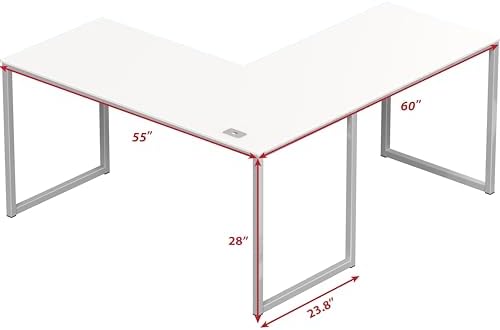 SHW Mission 55 x 60 L-Shape Home Office Computer Desk, White - Image 3