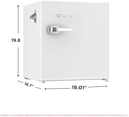 Frigidaire Retro Compact Fridge with Chiller, Countertop, Built-in Bottle Opener, Compact Refrigerator 1.6 cu ft, Mini Fridge for Office, Bedroom, Dorm Room or Cabin - 16" D x 18" W x 18.5" H (White) - Image 5