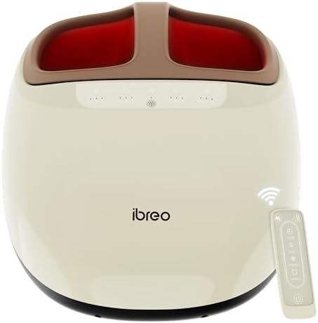 Foot Massager with Heat, 3D Shiatsu Deep Kneading & Rolling, Air Compression with Remote Control for Neuropathy, Plantar Fasciitis & Foot Pain Relief, Long‑Standing & Fitness for Men, Women & Seniors by ibreo
