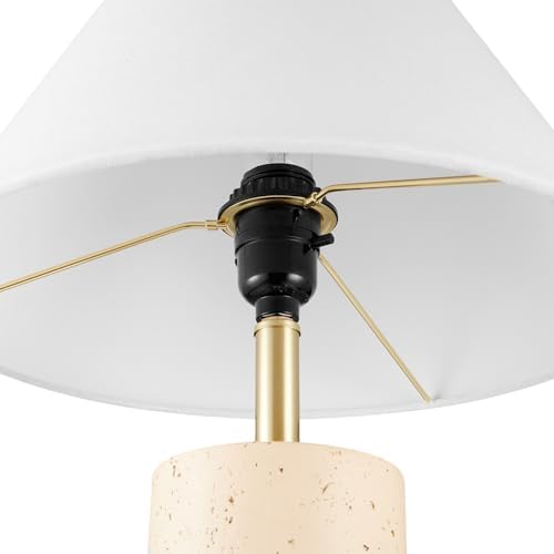 Novogratz x Globe 18" Table Lamp, Brass Finish, Natural-Look Base, Fabric Shade - Image 6