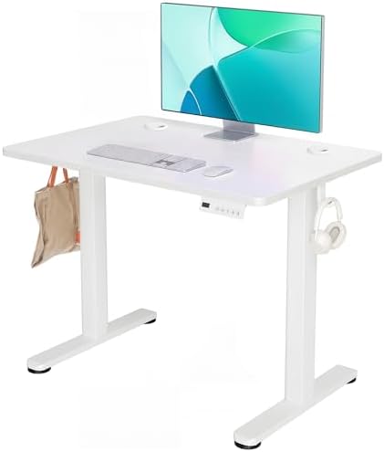 YDN 32 x 19 Inch White Electric Standing Desk by YDN