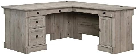 Sauder Palladia L Shaped Desk with Drawers, Office Desk with File Cabinet Storage, Cable Management, Keyboard Tray, in Split Oak finish by SAUDER%C2%AE