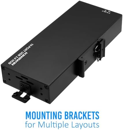Kingwin Industrial USB 3.0 Hub 10-Port, Heavy-Duty Metal Mountable USB Hub with Power Adapter, 5Gbps SuperSpeed Powered USB Splitter for PC, Laptop, Mac, POS Systems & Factory Automation - Image 5