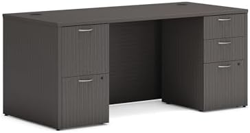 HON MOD Computer Desk, Office Desk with 5 Drawers, Slate Teak by HON