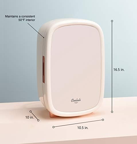 Cooluli Beauty 12L Skincare Fridge - for Makeup, Cosmetic & Facial Skin Care Products - for Women & Teen Girls - Pearl White Mini Fridge for Bedroom & Bathroom Vanity - Interior LED Lights - Image 2