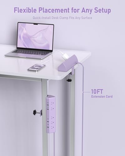 Jgstkcity Desk Clamp Power Strip USB C 45W,8 USB,10FT,Pink - Image 3