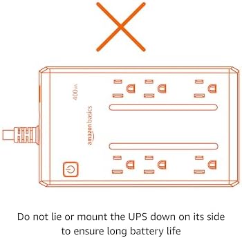 Amazon Basics UPS Battery Backup & Surge Protector, 400VA/255W, 6 Outlets, Uninterruptible Power Supply, Small Compact Size, Black - Image 5