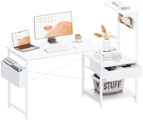 Pamray 50 Inch Small Gaming Computer Desk with Drawers and Shelves by PAMRAY