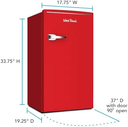 West Bend Mini Fridge for Bedroom, Office, Bar or College Dorm Room, Retro Compact Refrigerator features single door, removable glass shelves and adjustable temperature control, 3.0-Cu.Ft., Red - Image 7