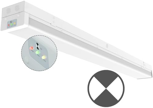 4FT LED Wraparound Emergency Stairwell Light, Battery Backup, IP20, 20W(2500lm)/40W(5000lm) Selectable, 5000K, 100-277V, Flush Mount Commercial LED Wrap Shop Ceiling Light Fixture for Warehouse, FCC by Walrusled
