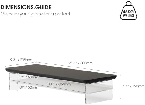 Fenge 23.6" Monitor Stand with Clear Acrylic Legs, Black - Image 4
