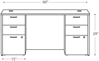 HON MOD Computer Desk, Office Desk with 6 Drawers, Slate Teak - Image 3
