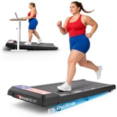 Walking Pad with QuietClimb 8% Incline, 2.5HP Quiet Under Desk Treadmill, Portable Mini Treadmill for Home Office, 265 lbs, LED Display & Remote by Unknown