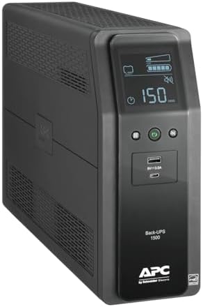 APC 1500VA UPS Battery Backup & Surge Protector, Backup Battery Power Supply with AVR, Dataline Protection, BN1500M2R (Renewed) by Amazon+Renewed