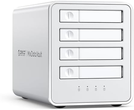 ORICO 2.5-inch All-Flash Enclosure, 4 Bay RAID Storage Enclosure, 5 Gbps Data Transfer, 10 Gbps USB Hub, Supports up to 40TB SSD/HDD, Ideal for Video Editing & Photography – No 3.5-inch Drives by ORICO