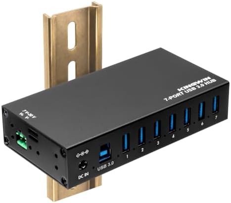Kingwin 7-Port USB 3.0 Hub Offers 5Gbps speeds, Powered Expansion, and a Durable mountable Aluminum Design. Ideal for PC, Laptop, POS, and Server Racks. Plug & Play. by KWI-Kingwin