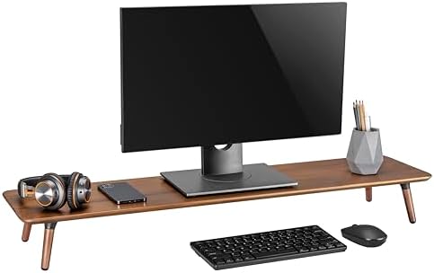 Desk Shelf for Top of Desk (Mahogany) Mid Century Modern Monitor Stand (39.37 × 9.45 × 4.72 inches) by IVEDesign